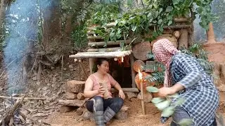 Outdoor camping /Build a Dugout house / Beautiful woman