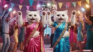 Human-Like White Cats Dancing in Sarees 😂💃 | Cutest AI Cat Dance Ever