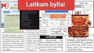 Laitkam byllai - Job vacancies: Shillong Times, TATA AIA, Cook, Video editor, Graphics, Restaurant,.