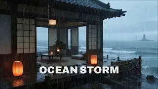 Powerful Relief Stormy Ocean Rain at Cliffside Seaview with Lighthouse for Your Perfect Deep Sleep