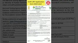 ICAR JRF SRF 2024 Application Form// ICAR PG JRF Application form 2024