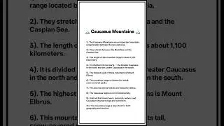 The Caucasus Mountains || 10 Lines On The Caucasus Mountains