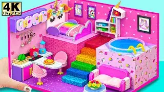 Make Ultimate Unicorn Dollhouse with Mini Swimming Pool and Cute Bedroom ❤️ DIY Miniatrue House