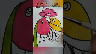 মাছ পাখি ও ফুল আঁকা 🌻how to draw flower fish and bird.. #shorts #art  #drawing #painting