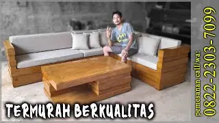 TERMURAH PILIHAN TERBARU KURSI TAMU SUDUT JATI MINIMALIS BOX DUDUKAN SANDARAN BUSA KAIN PILLOW