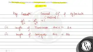Find the lengths of transverse axis and conjugate axis of each of the following hyperbolas : \[ ...