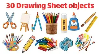 Drawing sheet abject | Learn drawing items in English | Educational video