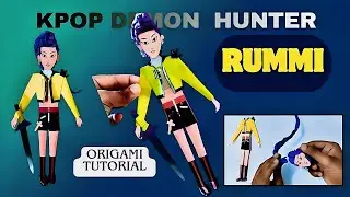 how to make origami figure Rummi from kpop demon hunter,step by step make from paper