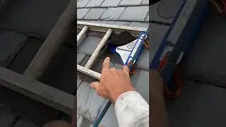 Slate roof:  horizontal movement by pivoting a ladder from its base.