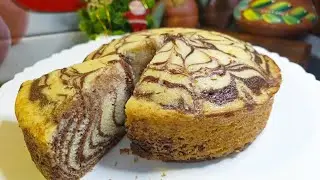 Marble Cake || Make this eggless, tasty and spongy marble cake in a pan || Eggless Marble Cake ||