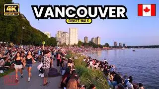 Beautiful Beach Walk Before the Fireworks | Vancouver, Canada | 4K Walking Tour
