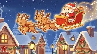 Mochi Cat's Santa Sleigh Ride 🎅 Magical Christmas Lofi Night 🦌 Chill Lofi to Study / Relax