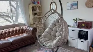 DAIJIA CHINA Hanging Egg Chair with Stand &ndash; Foldable Outdoor Patio Hammock Swing