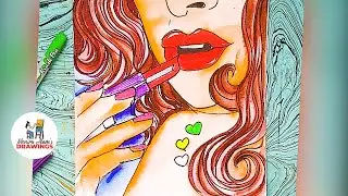 A Girl with Red Lipstick - Watercolor for beginners |Monira Alam's Drawing S2 E20