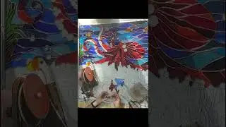 Making a Stained Glass Panel - Octopus Scene - Part 3 Foiling