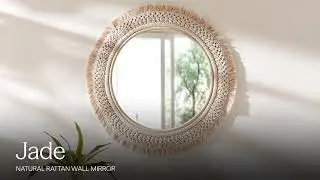 Jade Round Rattan Macrame Wall Mirror