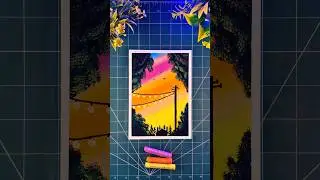 Beautiful Sunset Street Light Scenery | Gallery Soft Oil Pastels Drawing Step by Step | #shorts#art