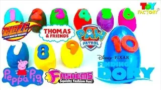 10 Play Doh Surprise Eggs + Mega Giant Surprise Egg Ending Video