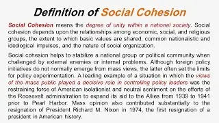 Definition of Social Cohesion