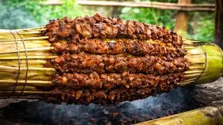 Banana Stem Skewers: Juicy Pork Grilled the Rustic Forest Way