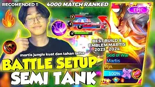 BATTLE SETUP MARTIS JUNGLE MODE SEMI TANK! BUILD & EMBLEM! | EX TOP GLOBAL MARTIS INDONESIA - MLBB