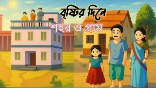 বৃষ্টির দিনে শহর ও গ্রাম || Bristir dine sohor o gram || Bangla Cartoon @Sheserkobita1