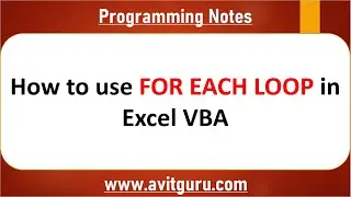 how to use for each loop in Excel VBA?