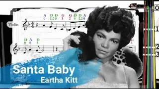 Santa Baby | Eartha Kitt | Violin SHEET MUSIC [With Fingerings] [Level 3]