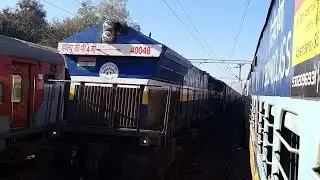 ET WDP-4B with Kashi Exp overtakes Rewa Shuttle