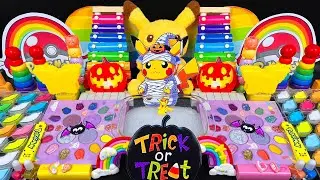 Mixing&rdquo;Halloween vs Pikachu&rdquo; Eyeshadow & Makeup,parts,glitter Into Slime!Satisfying Slime Video! #2