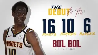 Bol Bol GOING CRAZY! In his NBA  debut IN NUGGETS/ 16 points 10 rebound 6 blocks