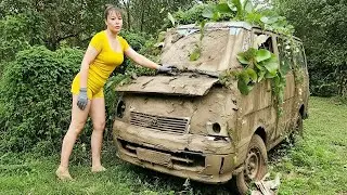 Genius Girl Tries to Start a 16-Seat Toyota Hiace After 30 Years of Abandonment