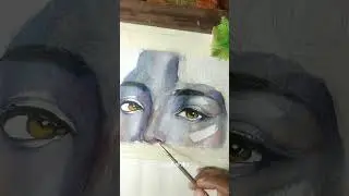 The Divine Eyes of Krishna | Watercolor Painting #krishna#viral#drawing #Eyes #shortsfeed #fyp