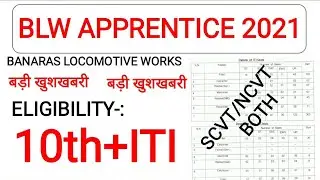 BLW APPRENTICE 2021 | BANARAS LOCOMOTIVE WORKS APPRENTICE | BLW APPRENTICE REQUIREMENT