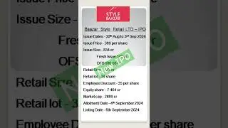 IPO - Bazaar Style Retail Ltd   #ipo #demataccount #stockmarket #shorts