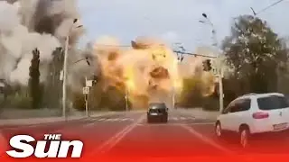 Moment two Russian missiles strike Dnipro city centre in huge blast