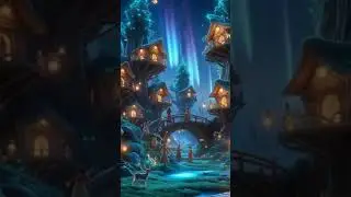 Magical Forest Village at Night | Fantasy Dreamscape 🌌✨ #shorts #shortvideo