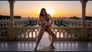 Sunset Elegance  Hot Dance on a Royal Palace Balcony