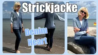Strickjacke Denim heart - Side to side - in fast einem St&uuml;ck gestrickt