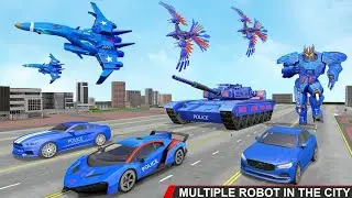 Carro Rob&ocirc; Policial Transformers Tanque de Guerra, Robot Car police Transforming Tank