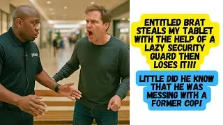 ENTITLED JERK SENDS HIS BRAT TO STEAL MY TABLET THEN LOSES IT AT THE SECURITY SUPERVISOR!!!