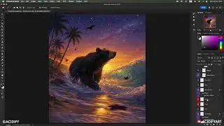 Bear + Sunset + Waves = Art Magic 🎨 | &lsquo;The Burning Horizon&rsquo; Layer Breakdown by Acidify Art
