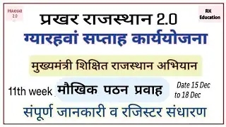 PRAKHAR RAJASTHAN 2.0, 11th week , ग्यारहवां सप्ताह कार्ययोजना #orf #prakhar #msra 