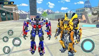 Optimus Prime and Bumblebee Jet Bike Car Transformation Game 2026 New City Fight - Android Gameplay