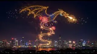 Advanced 3D Fireworks Drone Show Video Pepper's Ghost Hologram Projector, TV or Ledwall Showcase.