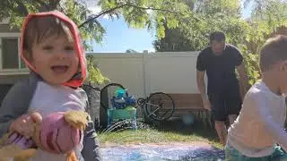 Coles Boys 1st Slide n Slide! - Sun Squad Rainbow Blobz Water Slide 🌊 || 20 June 2021