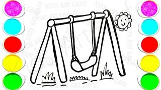 How To Draw a Swing Cradle & Slide Drawing | Beautiful Swing Cradle Drawing | Slide Drawing for Kids