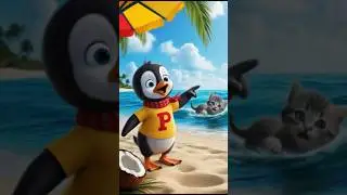 Cute Kitten saved by Little Baby Penguin! |#pippo #littlepenguin #adventure #shorts