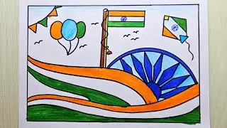 Republic day drawing easy/ Republic day chart drawing/ 26th january poster drawing/ flag drawing 