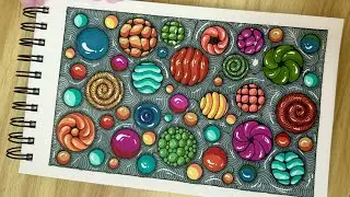 Colorful Pop-up Zentangle Pattern | Easy & Relaxing Pen Drawing Tutorial | Rainbow Pattern Art 🌈✨